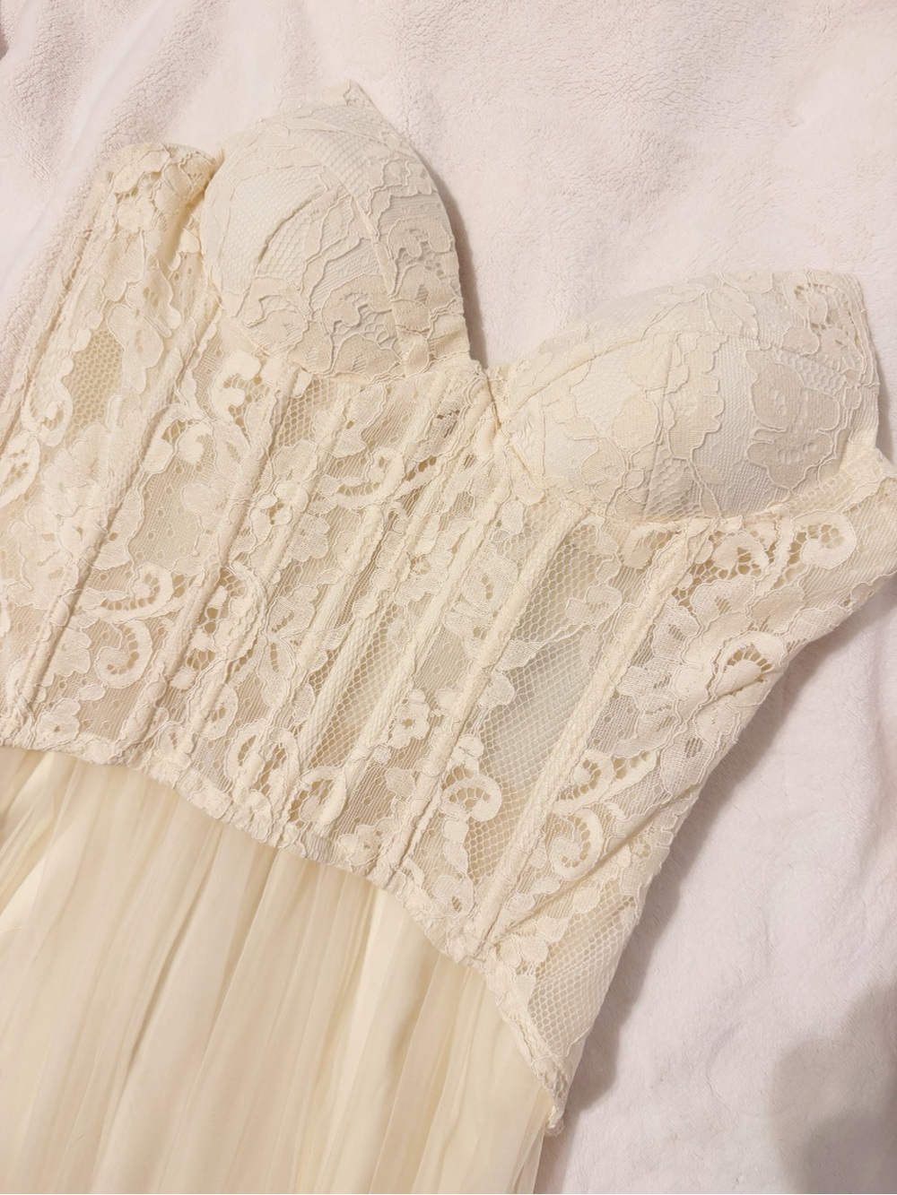 NWT Innovare Beppe Lace Corset Tulle Dress In Cream Strapless Gown Sz Small S * - Picture 4 of 8